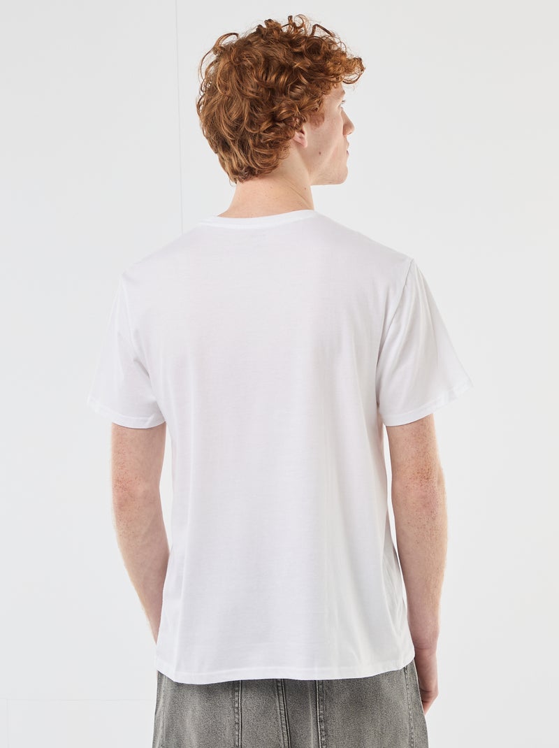 Printed Cotton Crew Neck T-Shirt White - Kiabi