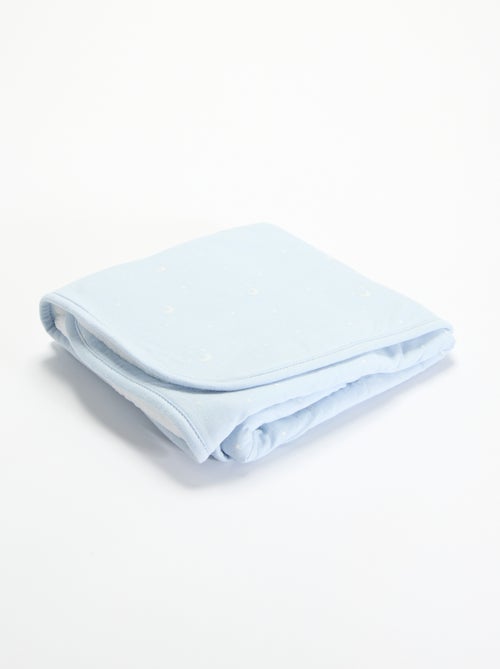 Printed cotton jersey and fleece blanket - Kiabi