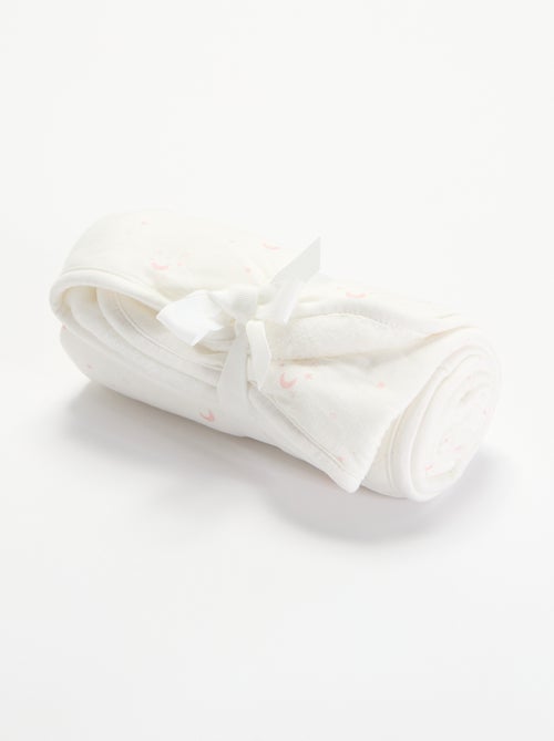 Printed cotton jersey and fleece blanket - Kiabi