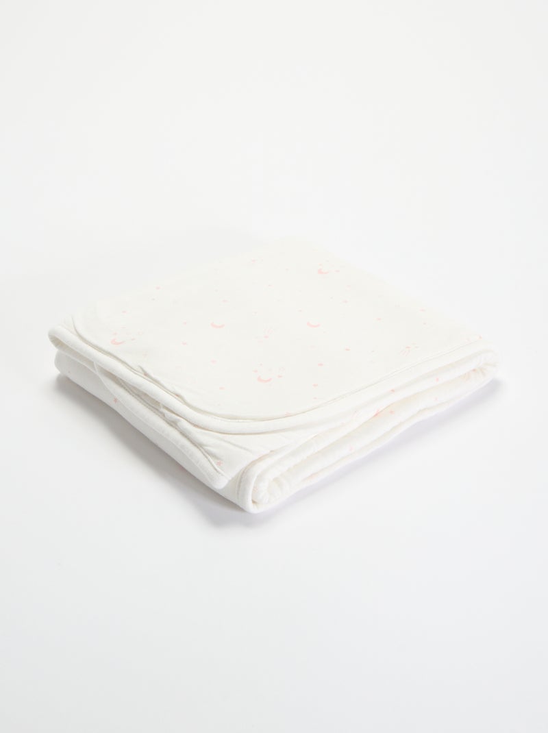 Printed cotton jersey and fleece blanket Pink - Kiabi