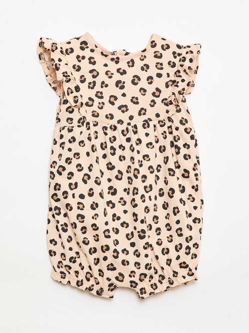 Printed cotton jersey romper - Kiabi
