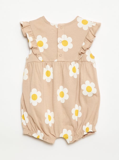 Printed cotton jersey romper - Kiabi