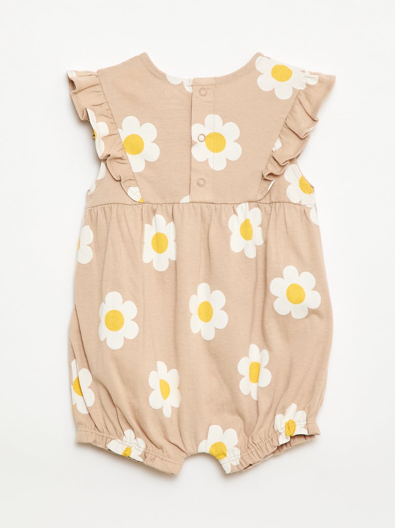 Printed cotton jersey romper Beige - Kiabi