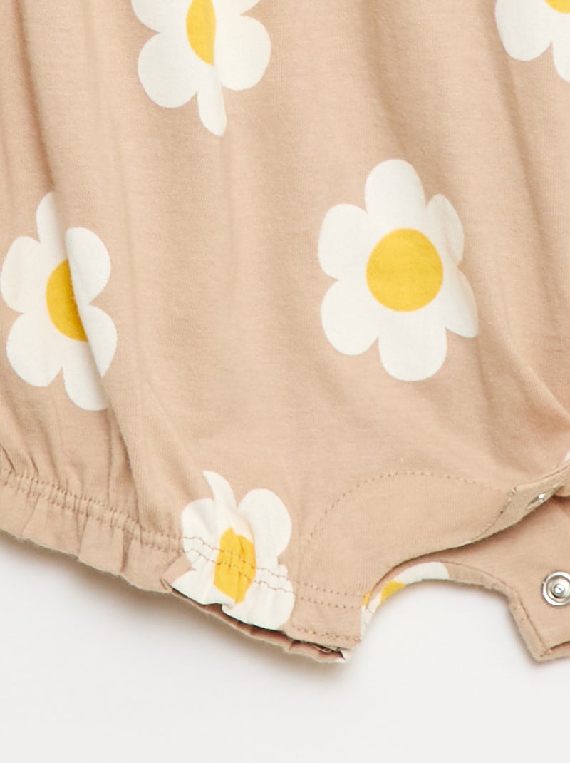 Printed cotton jersey romper Beige - Kiabi