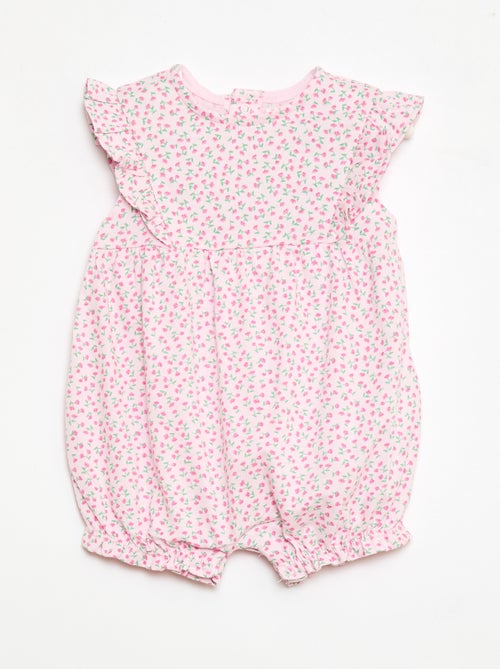 Printed cotton jersey romper - Kiabi