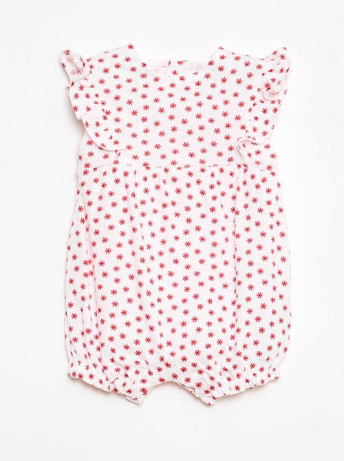 Printed cotton jersey romper - Kiabi