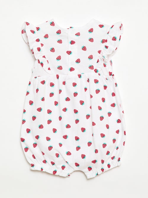 Printed cotton jersey romper - Kiabi