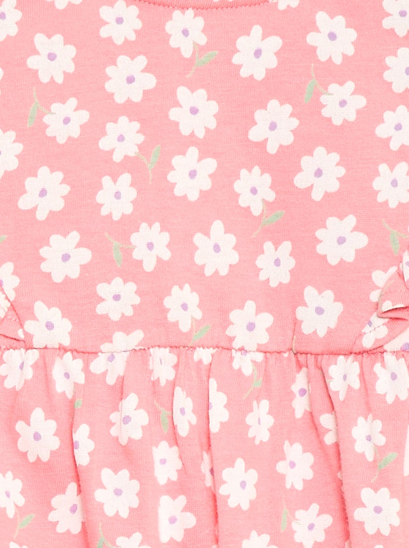 Printed Cotton Romper Pink - Kiabi