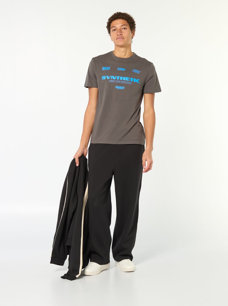 Printed Cotton Short-Sleeve T-Shirt Grey - Kiabi