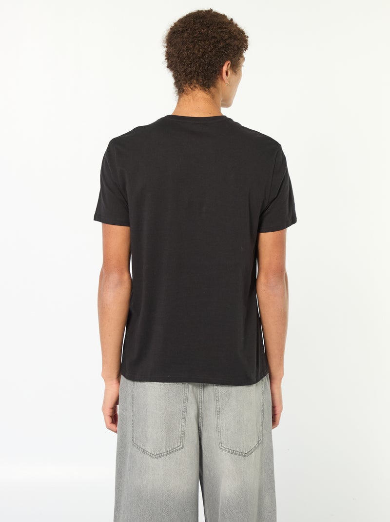 Printed Cotton T-Shirt Black - Kiabi