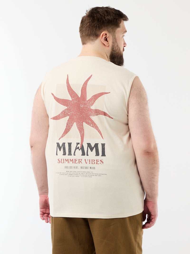 Printed Cotton Tank Top White - Kiabi