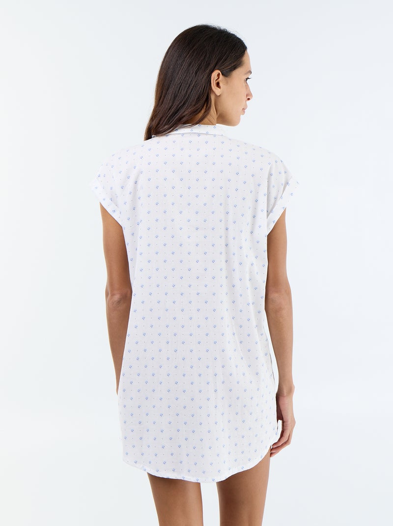 Printed Cotton Voile Nightdress White - Kiabi