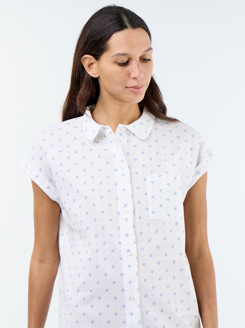 Printed Cotton Voile Nightdress White - Kiabi