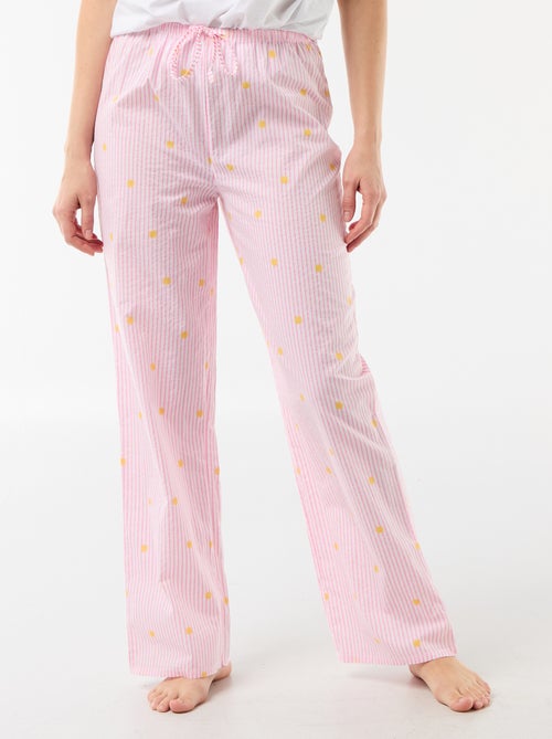 Printed cotton voile pajama pants - Kiabi