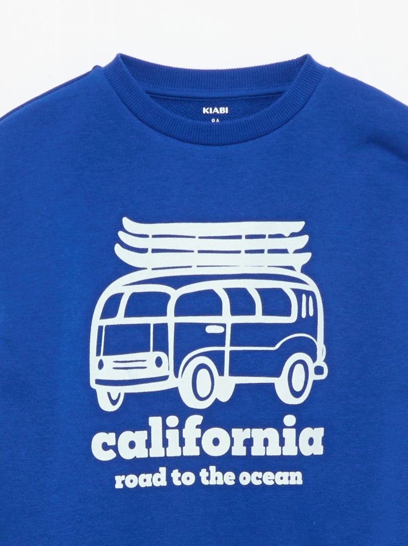 Printed crew neck sweatshirt Blue - Kiabi