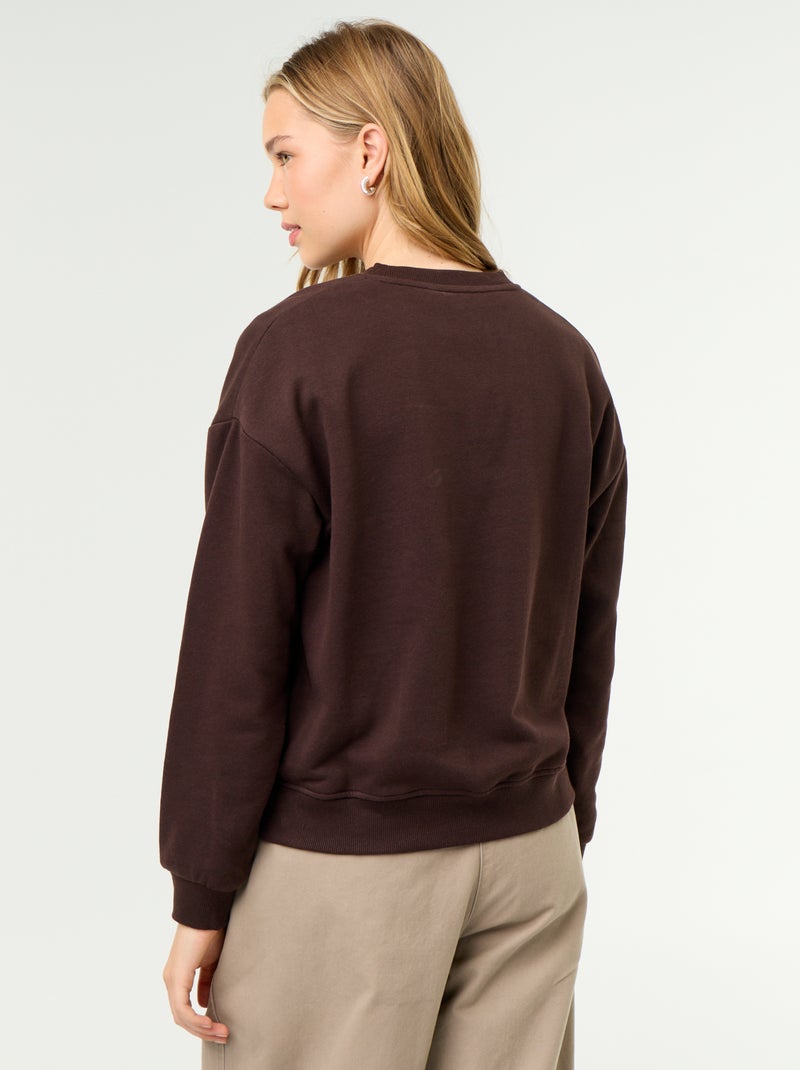 Printed Crew Neck Sweatshirt Brown - Kiabi