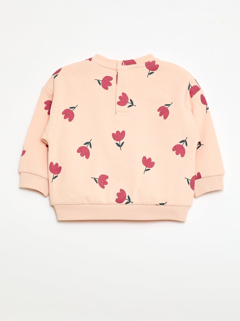 Printed Crew Neck Sweatshirt Pink - Kiabi