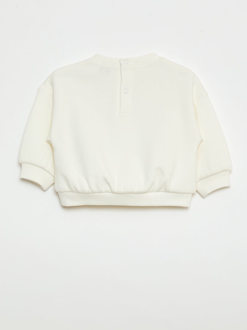 Printed Crew Neck Sweatshirt White - Kiabi