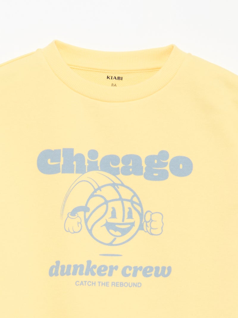 Printed crew neck sweatshirt Yellow - Kiabi