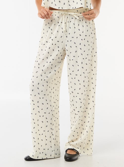 Printed crinkle knit trousers - Kiabi