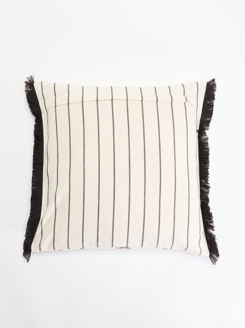 Printed cushion cover with fringes Green - Kiabi