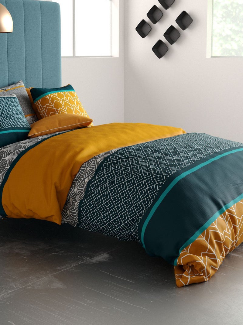Printed Duvet Cover Set + 2 Pillowcases - Double Blue - Kiabi