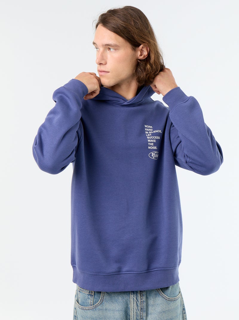Printed fleece hoodie Blue - Kiabi