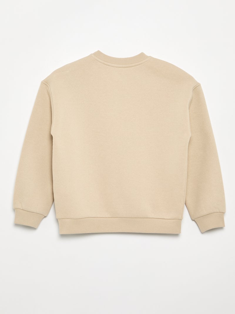 Printed fleece sweatshirt - easy-to-wear collection Beige - Kiabi