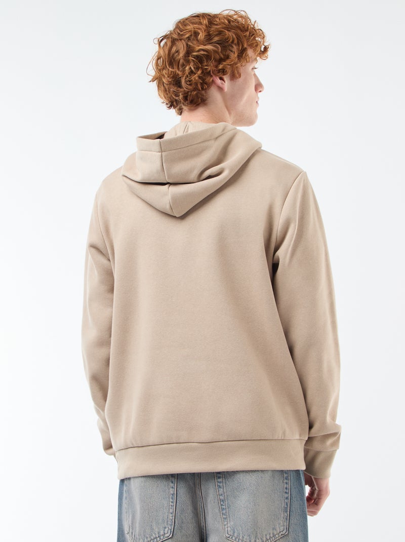 Printed Fleece Sweatshirt Beige - Kiabi