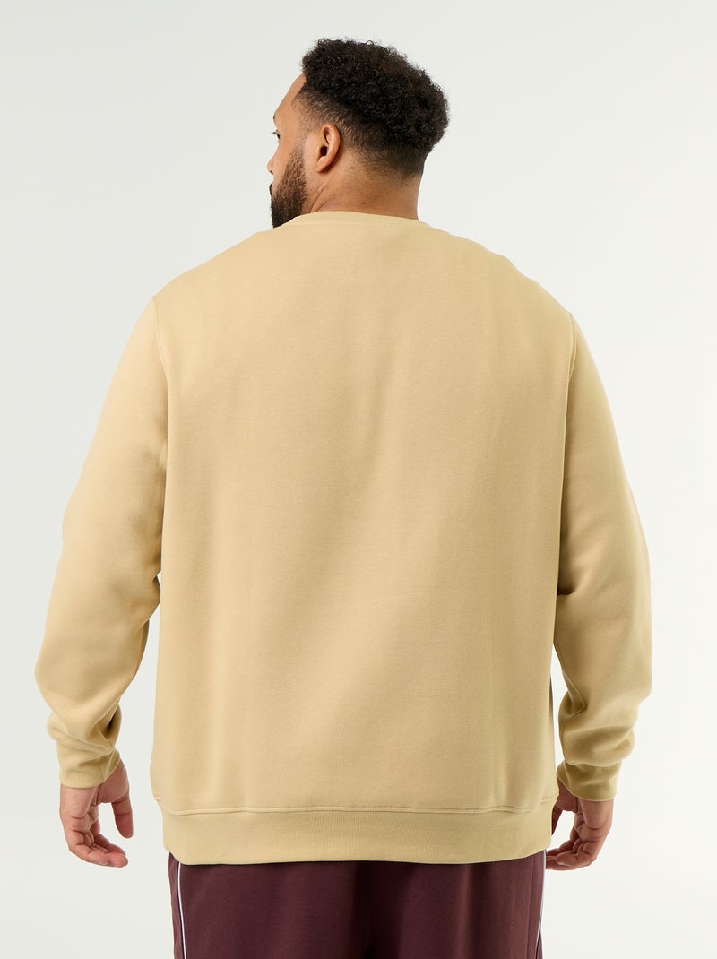 Printed Fleece Sweatshirt Beige - Kiabi