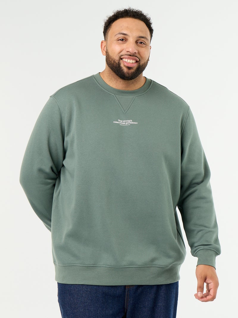 Printed Fleece Sweatshirt Green - Kiabi