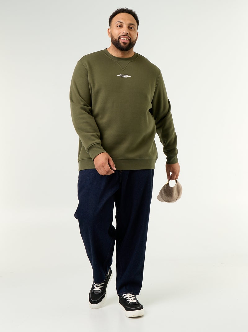 Printed Fleece Sweatshirt Green - Kiabi