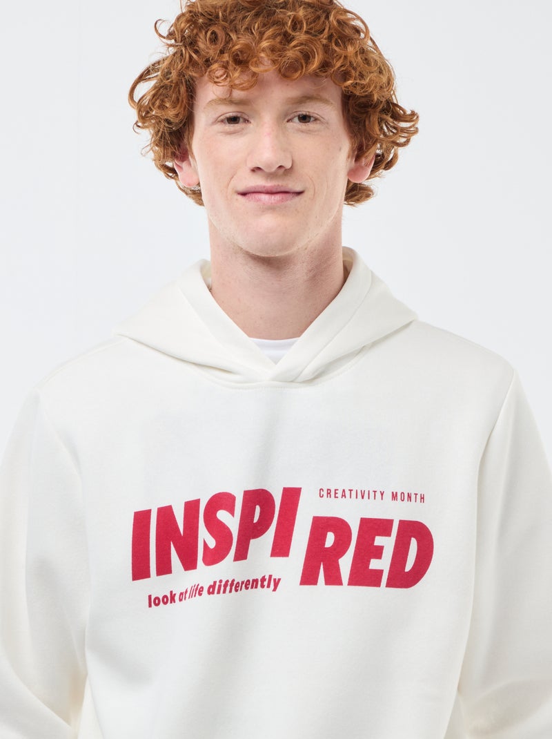 Printed Fleece Sweatshirt White - Kiabi