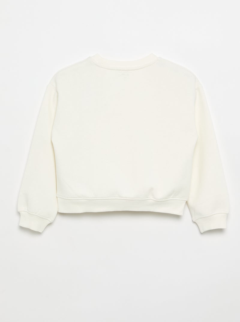 Printed Fleece Sweatshirt White - Kiabi