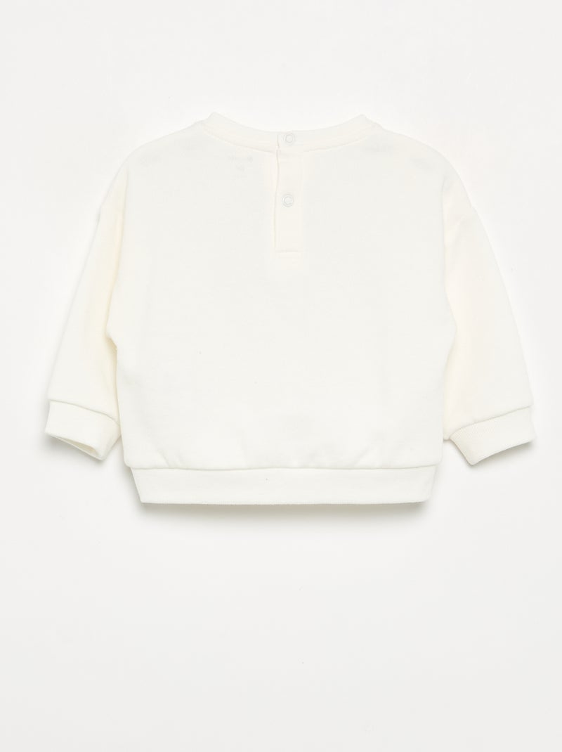 Printed Fleece Sweatshirt White - Kiabi