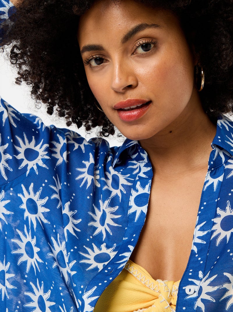 Printed flowing beach shirt Blue - Kiabi