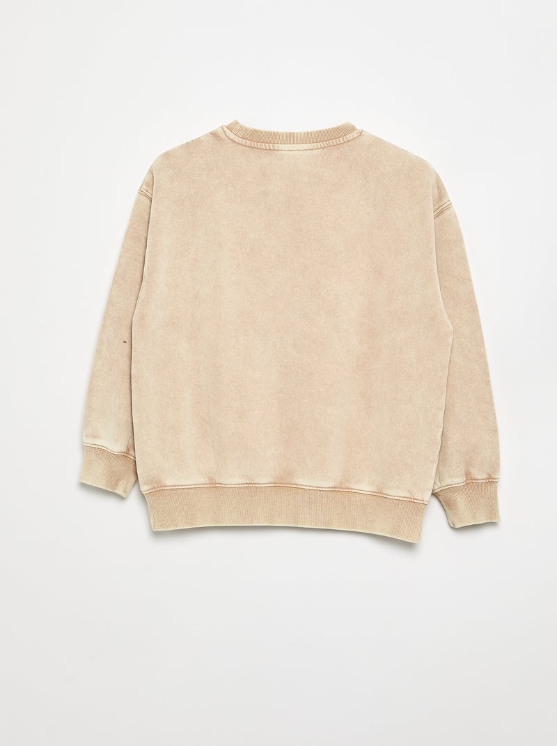 Printed French Terry Sweatshirt Beige - Kiabi