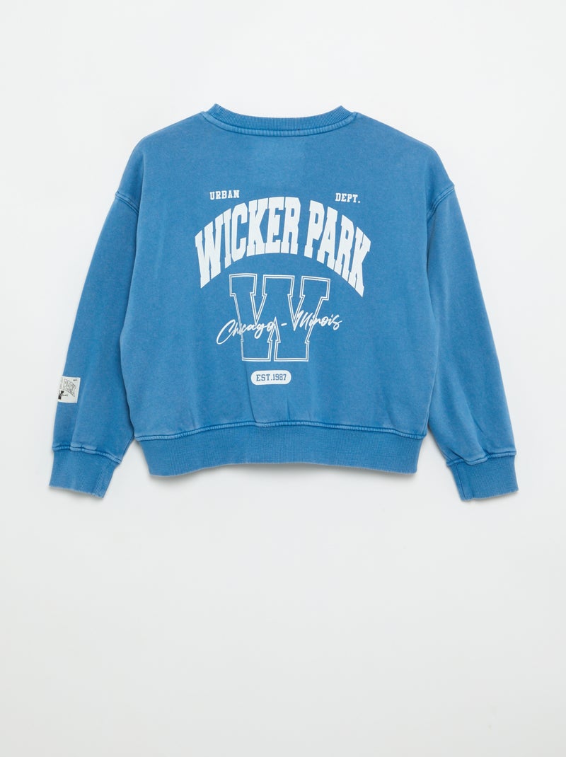 Printed French Terry Sweatshirt Blue - Kiabi
