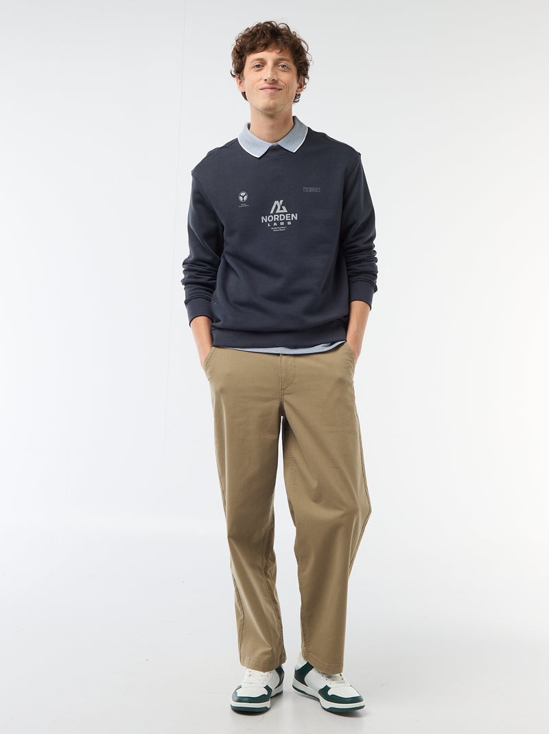 Printed Front and Back Lightweight Fleece Sweatshirt Blue - Kiabi