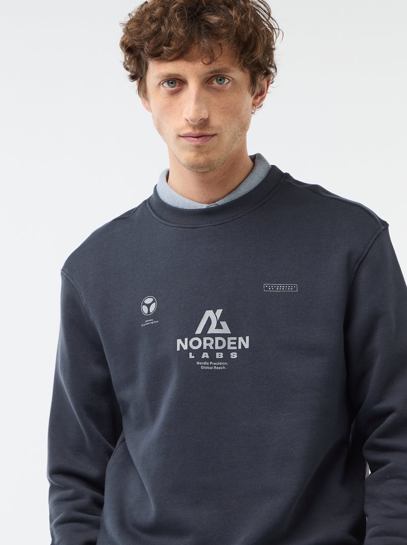 Printed Front and Back Lightweight Fleece Sweatshirt Blue - Kiabi