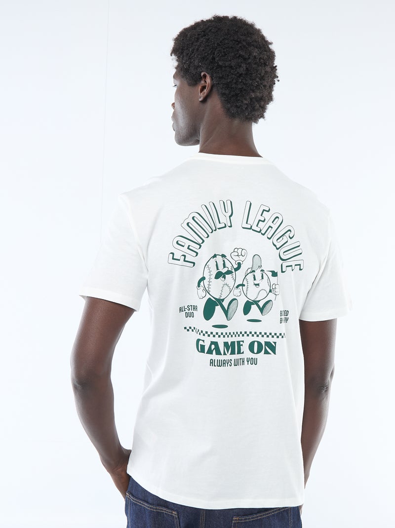 Printed Front and Back Short-Sleeve Jersey T-shirt White - Kiabi