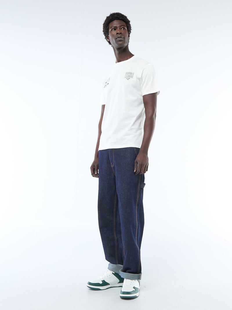 Printed Front and Back Short-Sleeve Jersey T-shirt White - Kiabi