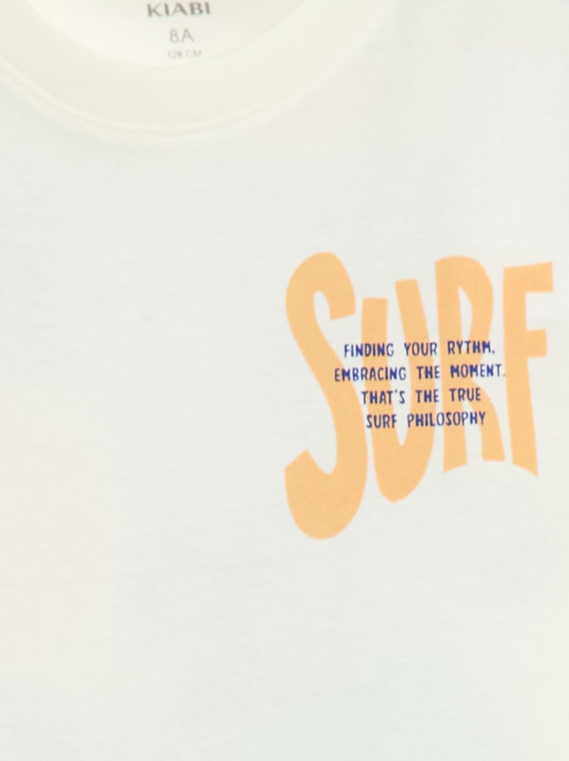 Printed Front and Back Short-Sleeve T-Shirt Beige - Kiabi