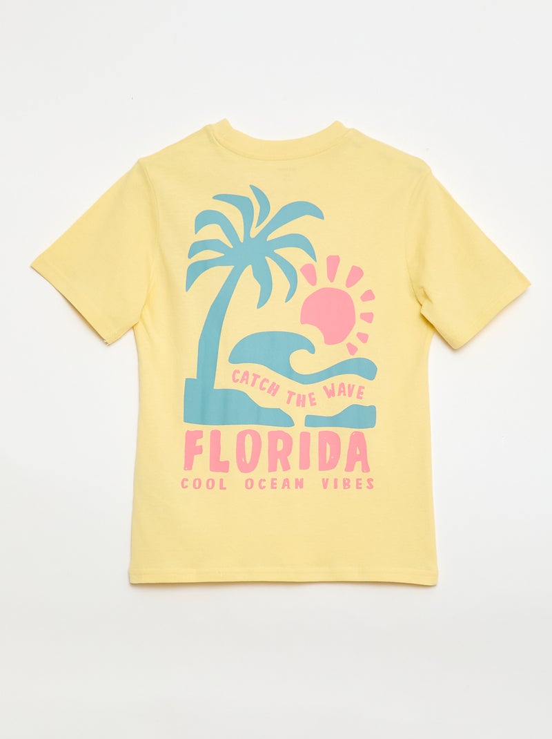 Printed Front and Back Short-Sleeve T-Shirt Beige - Kiabi