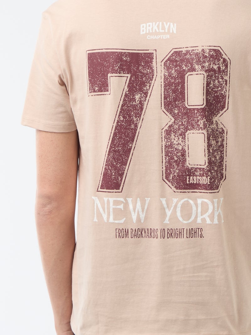 Printed Graphic T-shirt Beige - Kiabi