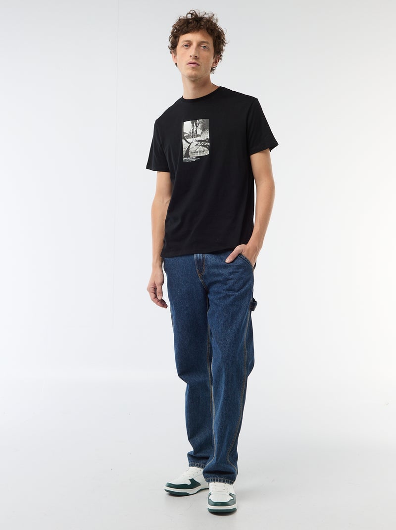 Printed Graphic T-shirt Black - Kiabi