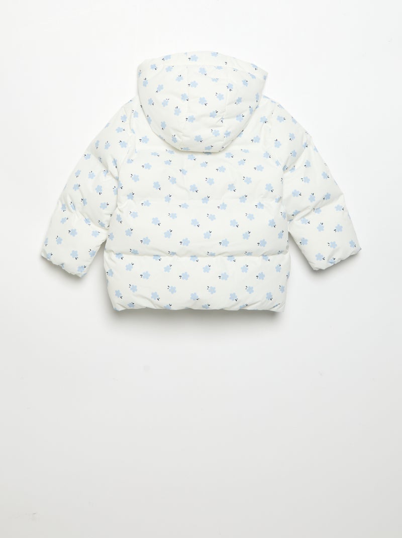Printed Hooded Padded Puffer Jacket Blue - Kiabi