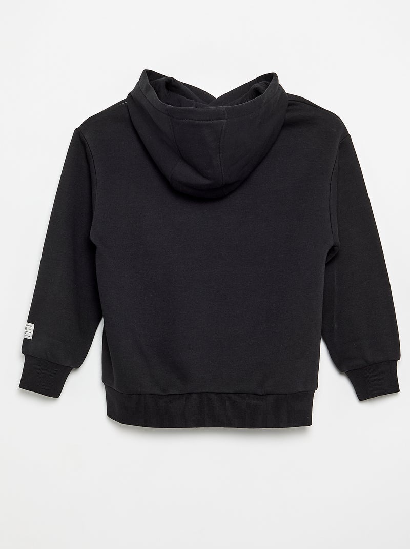 Printed Hooded Sweatshirt Black - Kiabi