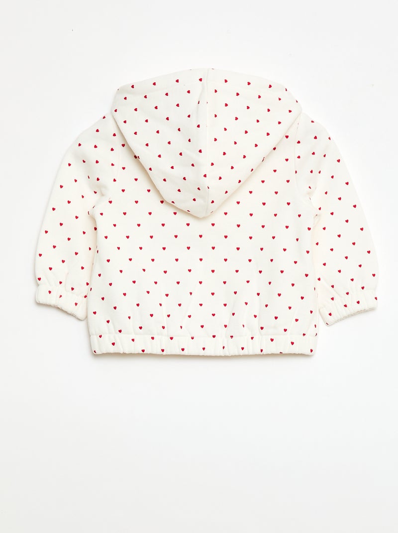 Printed Hooded Sweatshirt White - Kiabi