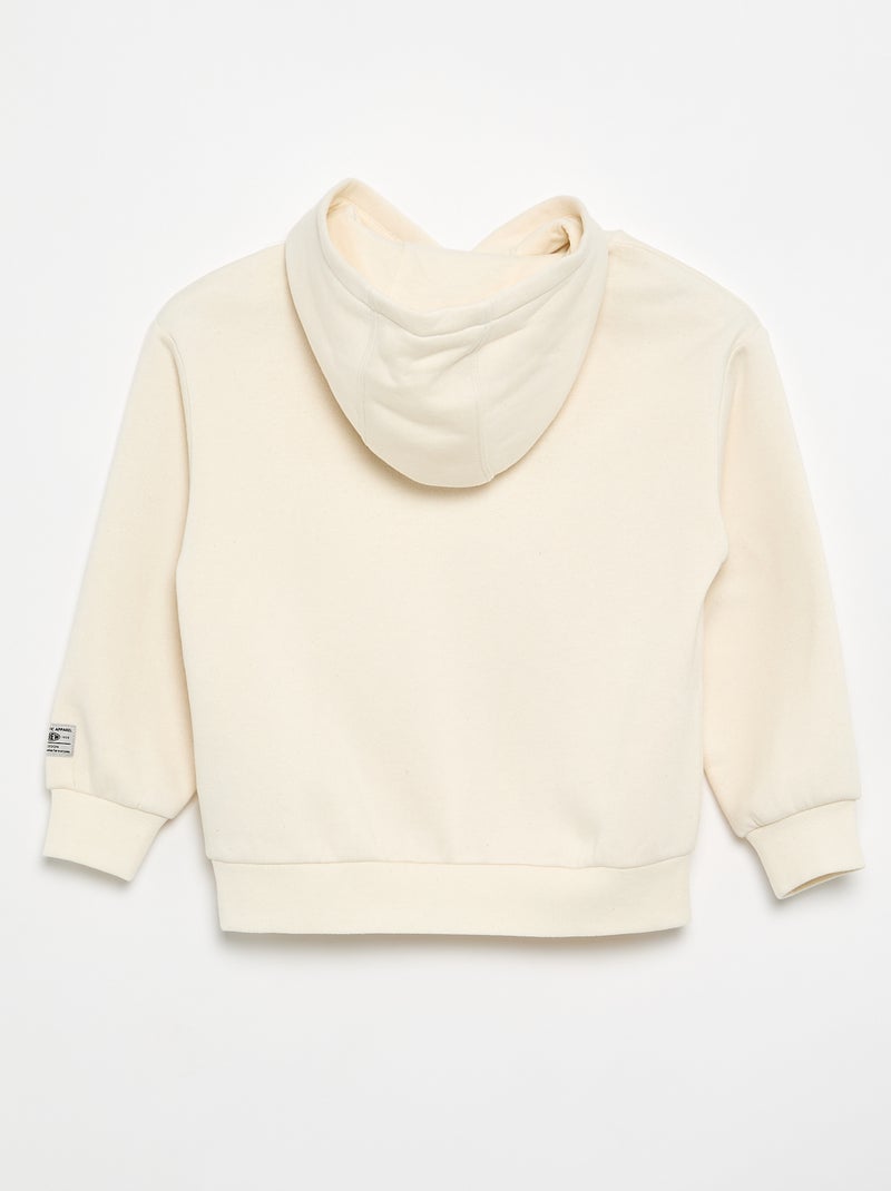 Printed Hooded Sweatshirt White - Kiabi